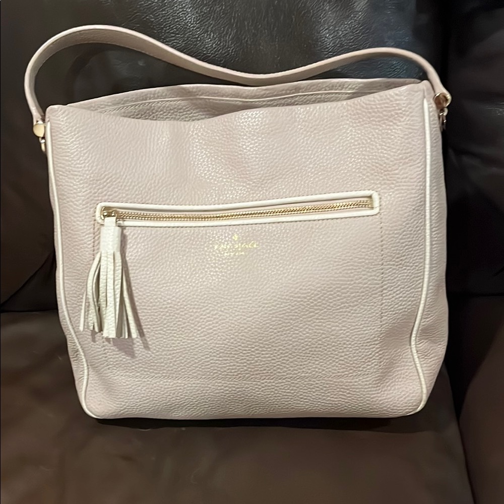Kate Spade Cream Pebbled Shoulder Bag with Tassel